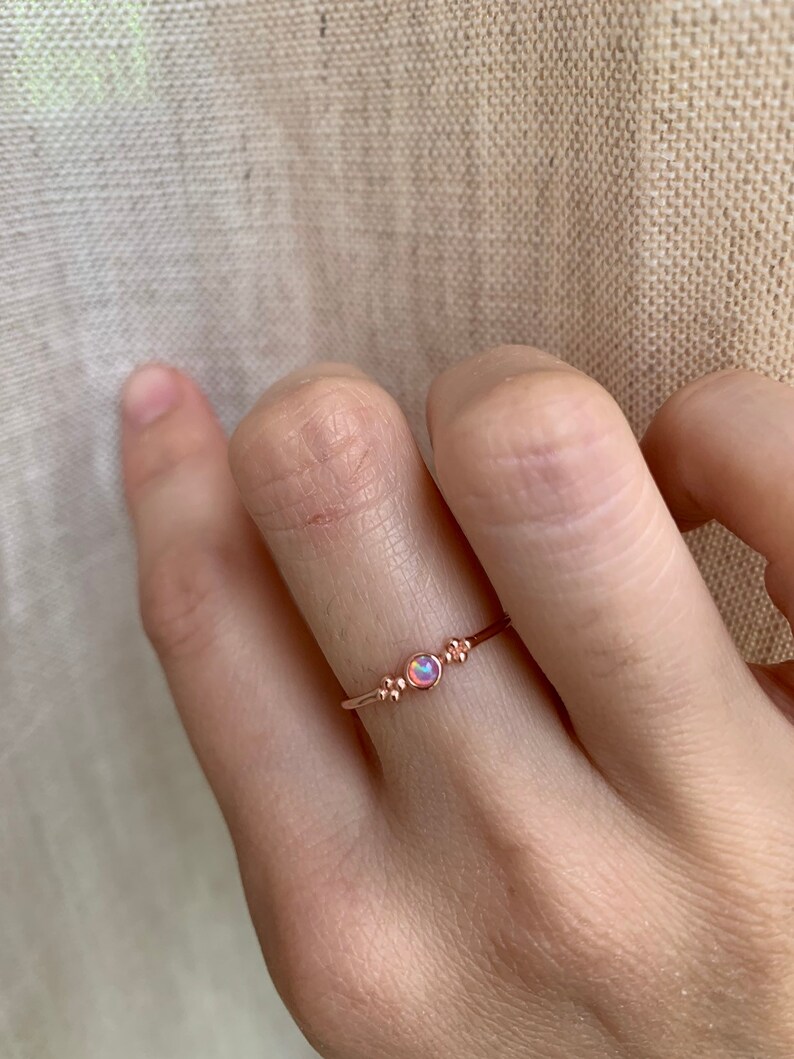 Rose Gold Vermeil Ring, Opal Ring, Minimalist Ring, Round Ring, Dainty Ring, 925 Sterling Silver Ring image 7