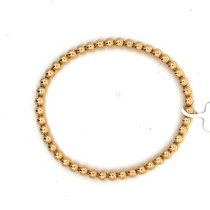18K Gold Bead Stretch Bracelet, 4mm Bead Bracelet image 4