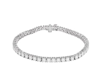 14K White Gold Natural Diamond Tennis Bracelet