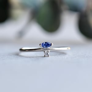 Sterling Silver Marquise Ring, 925 Sterling Silver, Blue Marquise Stacker Ring, Roseandchoc Ring, Dainty Ring, Minimalist Ring