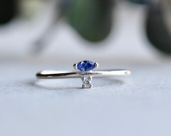 Sterling Silver Marquise Ring, 925 Sterling Silver, Blue Marquise Stacker Ring, Roseandchoc Ring, Dainty Ring, Minimalist Ring