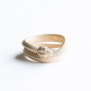 14k Yellow Gold Snake Ring: Sculptural Serpent Band