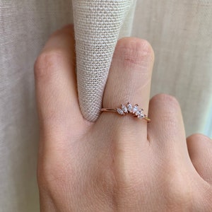 Rose Gold Vermeil Ring, Marquise Ring, Ring Enhancer, Ring Wrap, Minimalist Ring, Tiara Ring, Dainty Ring, Petal Ring, Rose Gold Flower Ring image 6