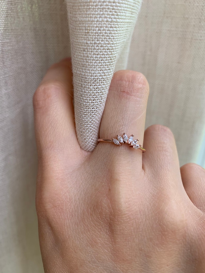 Rose Gold Vermeil Ring, Marquise Ring, Ring Enhancer, Ring Wrap, Minimalist Ring, Tiara Ring, Dainty Ring, Petal Ring, Rose Gold Flower Ring image 6