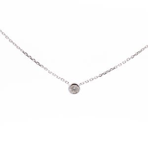 14K White Gold Bezel Diamond Necklace: 0.29 Carat Natural Diamond