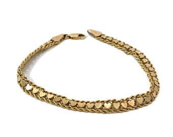 14K Gold Kombi Herz Armband