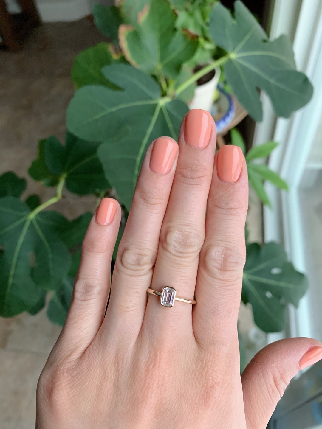 14K Emerald Cut Ring, Statement Ring, Rose and Choc Ring, Engagement