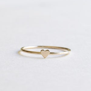14K Solid Yellow Gold Mini Heart Ring, Thin Ring, Dainty Ring, Love Heart Ring, Promise Ring, Minimalist ring, Heart Ring, Best Friend Ring