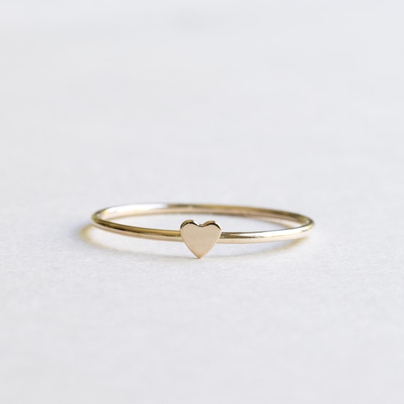 14K Solid Yellow Gold Mini Heart Ring Thin Ring Dainty Ring Love Heart Ring Promise Ring Minimalist Ring Heart Ring Best Friend Ring Etsy
