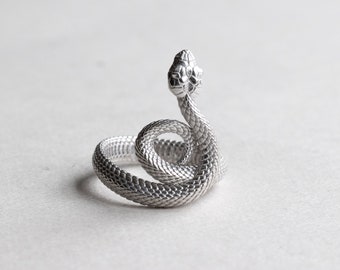 14k Solid White Gold Snake Band, Snake Ring, Rose and Choc Ring, Serpent Ring, Spiral Snake Ring