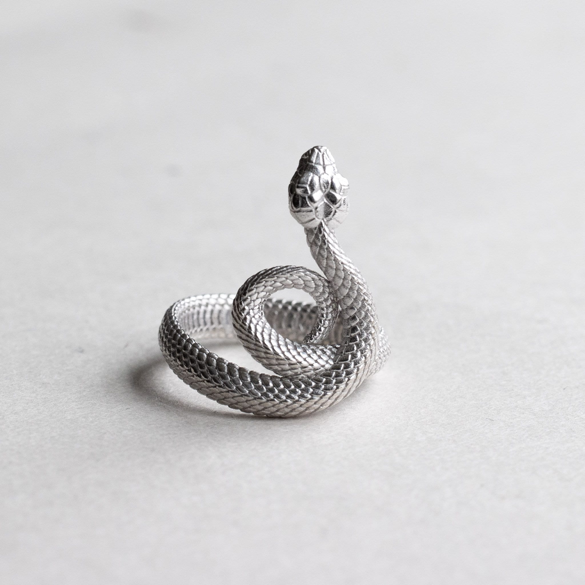 14k Solid White Gold Snake Band, Snake Ring, Rose and Choc Ring, Serpent Ring, Spiral Snake Ring