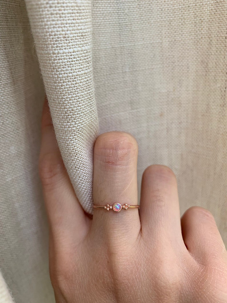 Rose Gold Vermeil Ring, Opal Ring, Minimalist Ring, Round Ring, Dainty Ring, 925 Sterling Silver Ring image 5