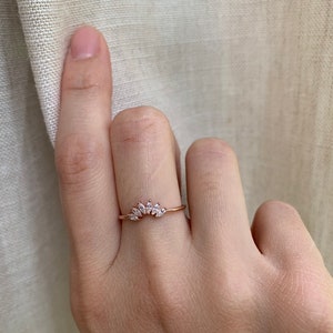 Rose Gold Vermeil Ring, Marquise Ring, Ring Enhancer, Ring Wrap, Minimalist Ring, Tiara Ring, Dainty Ring, Petal Ring, Rose Gold Flower Ring image 4