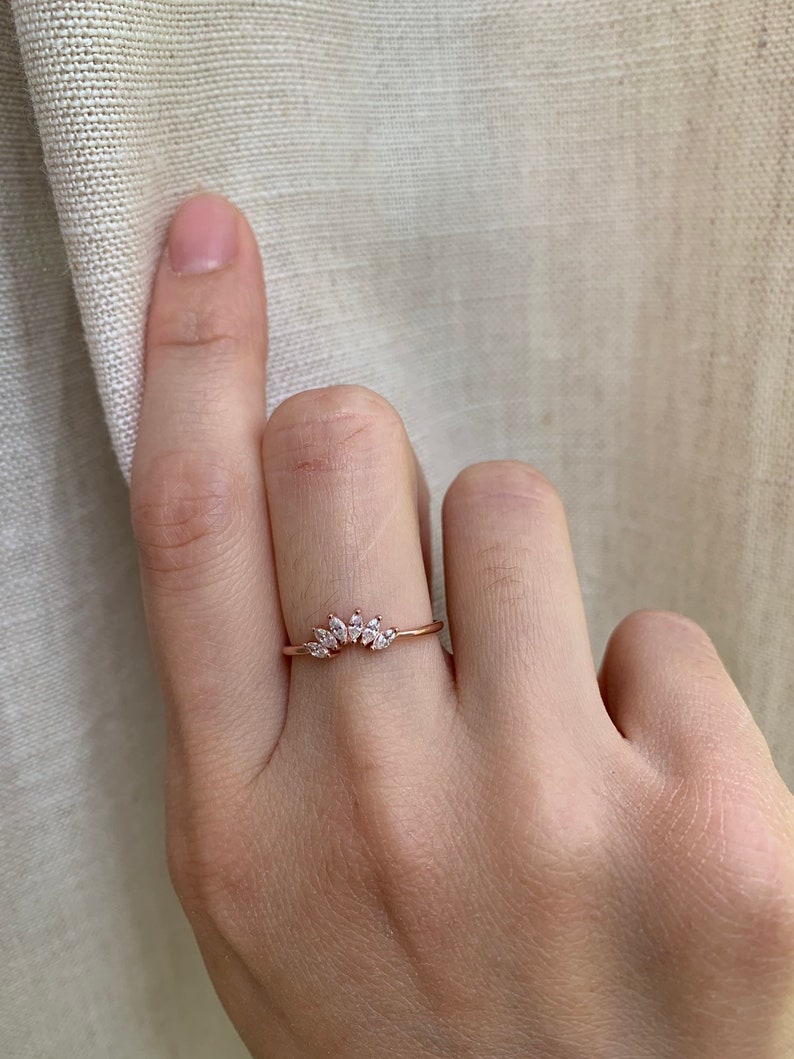 Rose Gold Vermeil Ring, Marquise Ring, Ring Enhancer, Ring Wrap, Minimalist Ring, Tiara Ring, Dainty Ring, Petal Ring, Rose Gold Flower Ring image 4