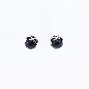 925 Sterling Silver, Circle Studs, Everyday Jewelry, Round Studs, Blue Stud Earrings