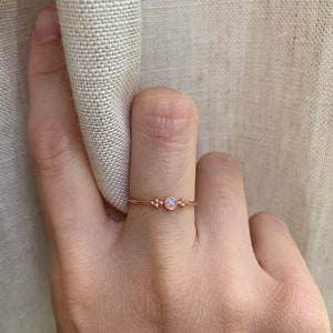 Rose Gold Vermeil Ring, Opal Ring, Minimalist Ring, Round Ring, Dainty Ring, 925 Sterling Silver Ring image 3