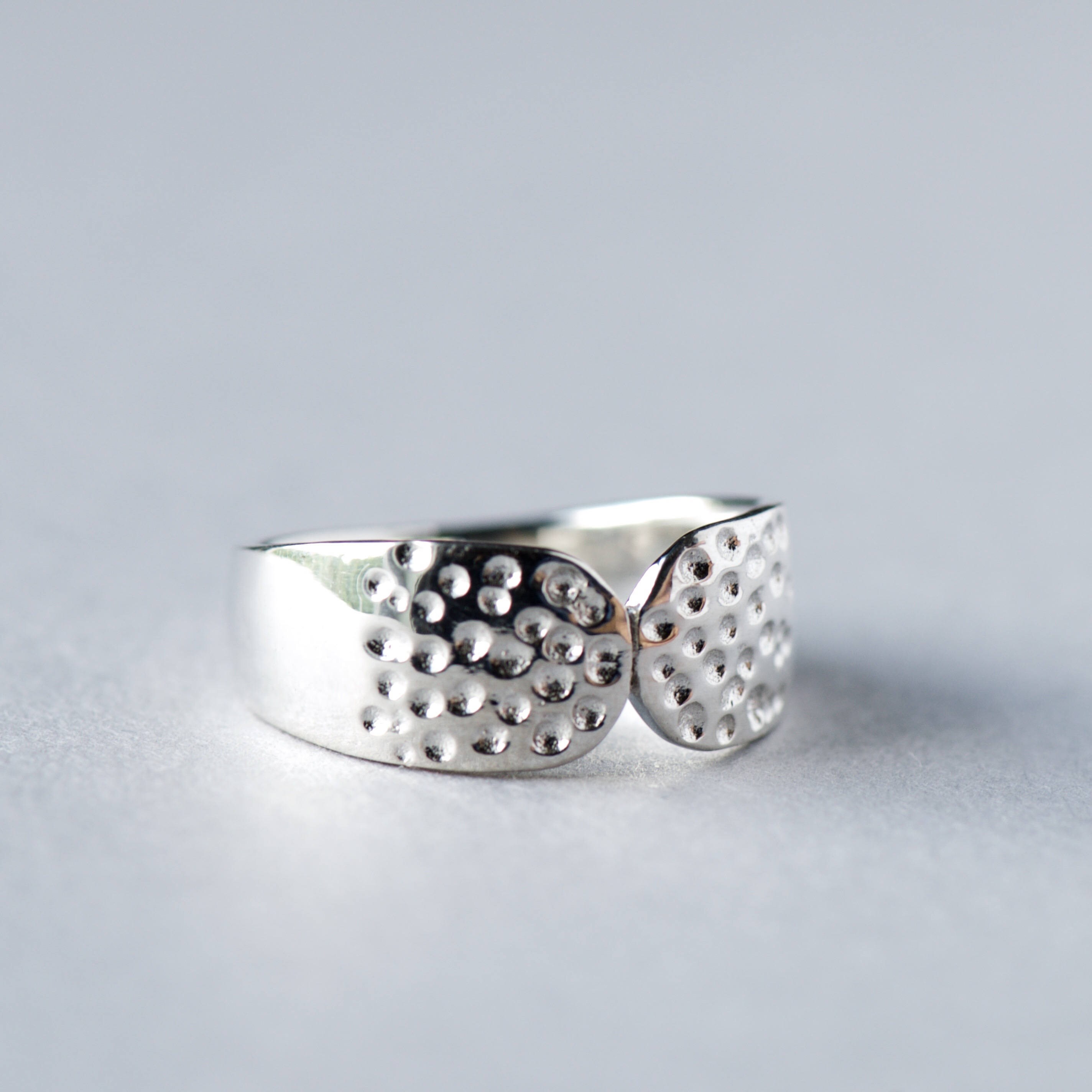925 Sterling Silver Ring, Boho Ring, Hammered Ring, Rose and Choc Ring, Art Deco Ring, Statement Ring