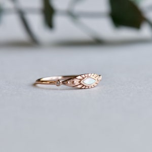 Rose Gold Vermeil Ring, Marquise Ring, Mother of Pearl Ring, 925 ...