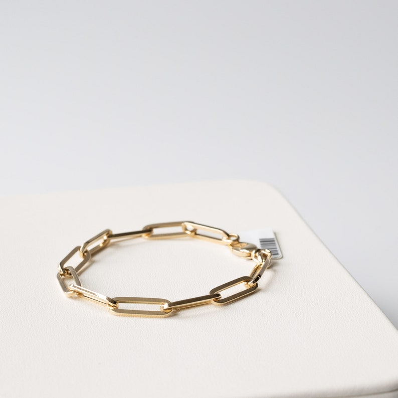 14K Paperclip Bracelet, Gold Paperclip Bracelet, Link Bracelet, Stacking Bracelet image 5