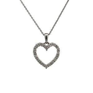 14k White Gold Diamond Heart Pendant with Chain, Heart Necklace, Rose and Choc
