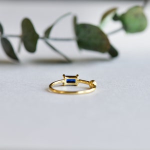 Gold Vermeil Ring, Moonstone Ring, Baguette Ring, Blue Ring, 925 Sterling Silver Ring, Rose and Choc Ring image 6