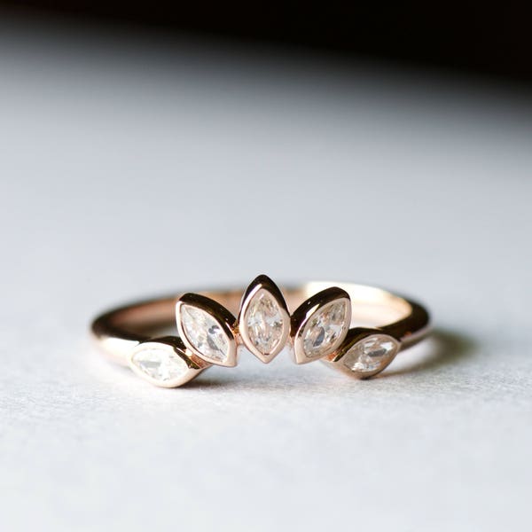 Gold Ring Guard, Ring Wraps, Ring Enhancer, Leaf Ring, Tiara Ring, Oval Ring, 925 Sterling Silver, Rose and Choc