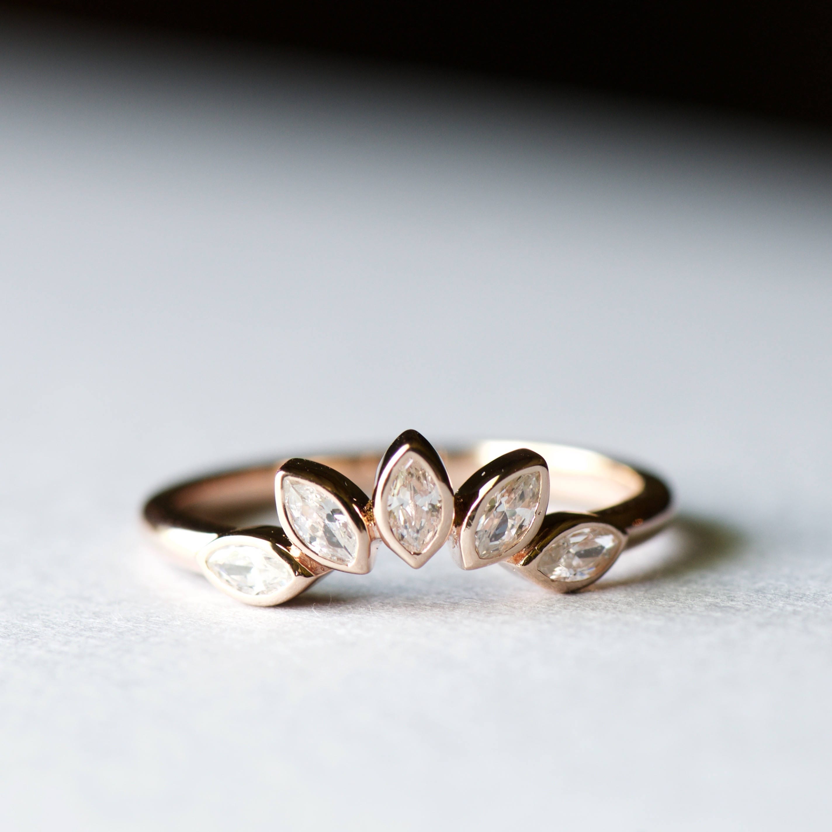 Rose Gold Ring Guard, Ring Wraps, Ring Enhancer, Leaf Ring, Tiara Ring, Oval Ring, 925 Sterling Silver, Rose and Choc