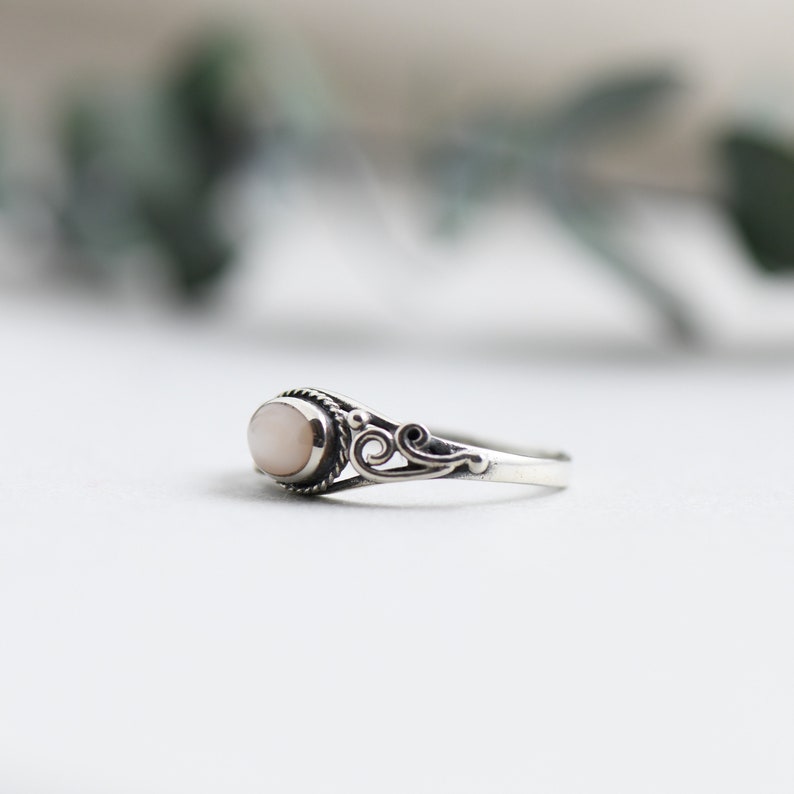 Mother of Pearl Ring, Pink Ring, 925 Sterling Silver Ring, Rose and Choc Ring, Boho Ring, Gift For Her image 2