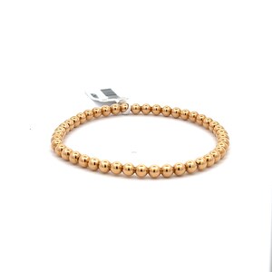 18K Gold Bead Stretch Bracelet, 4mm Bead Bracelet image 3