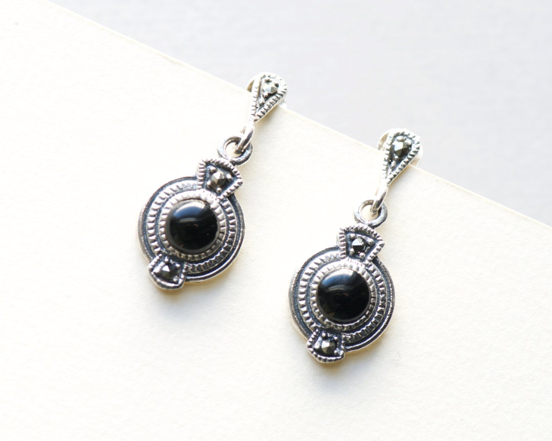 Sterling & Onyx Dangle Earrings