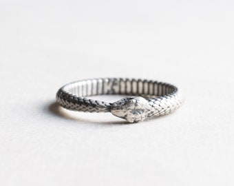 925 Sterling Silver Snake Ring, Ouroboros Snake Ring, Rose and Choc Ring