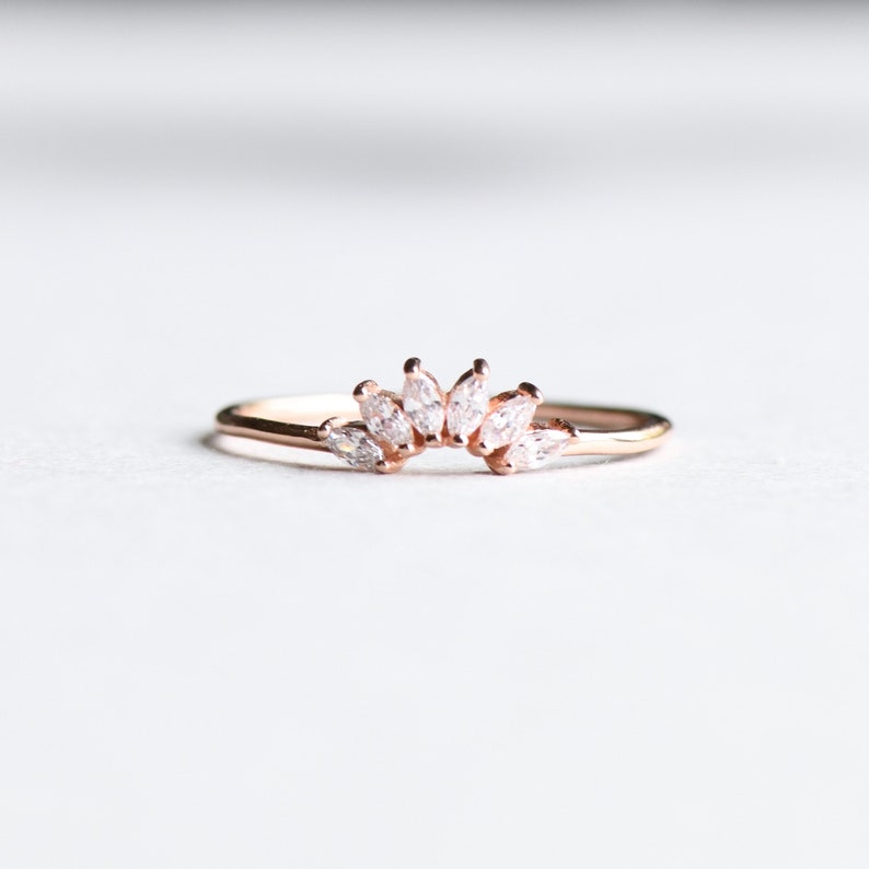Rose Gold Vermeil Ring, Marquise Ring, Ring Enhancer, Ring Wrap, Minimalist Ring, Tiara Ring, Dainty Ring, Petal Ring, Rose Gold Flower Ring image 3