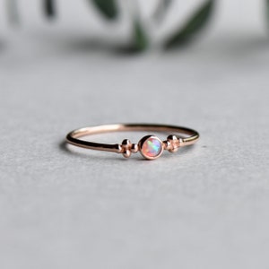Rose Gold Vermeil Ring, Opal Ring, Minimalist Ring, Round Ring, Dainty Ring, 925 Sterling Silver Ring image 6