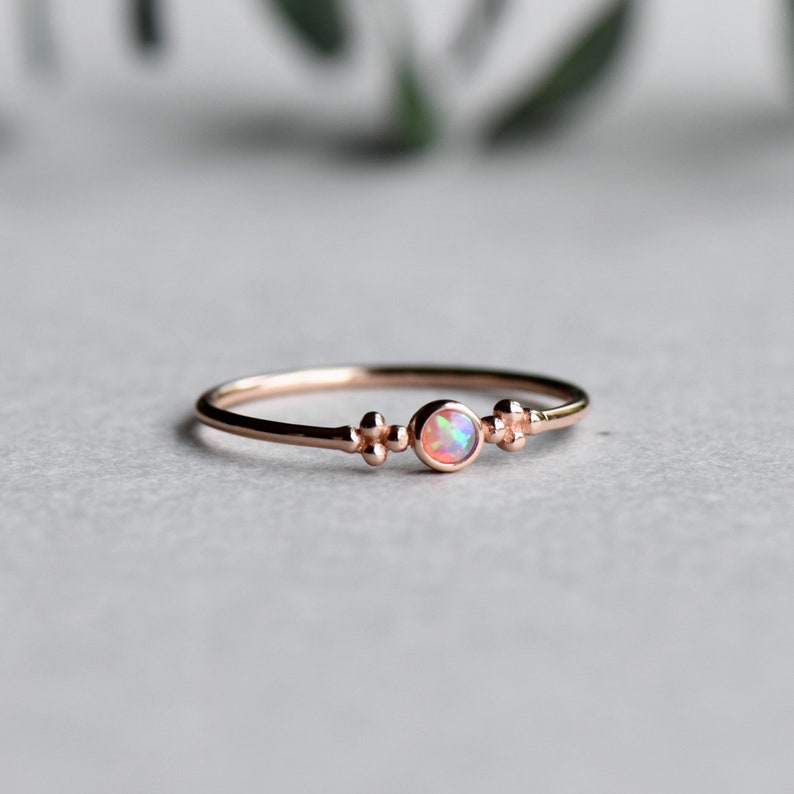 Rose Gold Vermeil Ring, Opal Ring, Minimalist Ring, Round Ring, Dainty Ring, 925 Sterling Silver Ring image 6