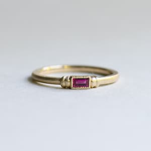 Natural Ruby Ring, Solid Yellow Gold, Baguette Ruby Ring, Engagement Ring, Wedding band