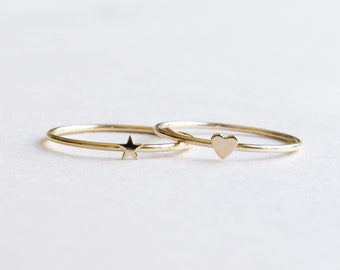 14K Solid Yellow Gold Mini Star Ring, Thin Ring, Dainty Ring, Promise Ring, Minimalist ring, Best Friend Ring