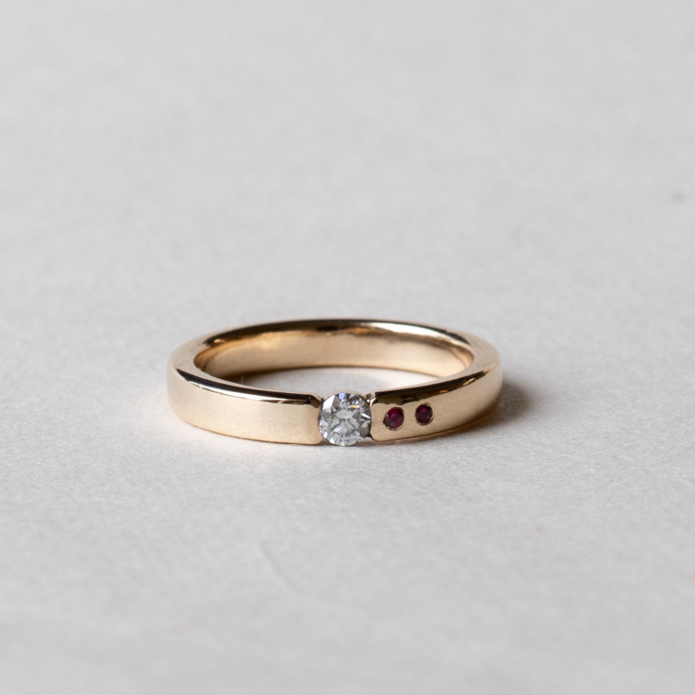 14K Yellow Gold Diamond Ruby Wedding Band - Etsy