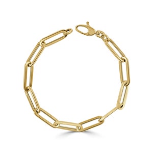 14K Gold Paperclip Link Bracelet - Stacking Chain Bracelet