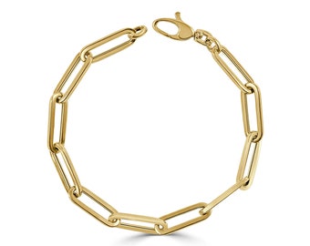 Pulsera de eslabones con clip de oro de 14 quilates - Pulsera de cadena apilable