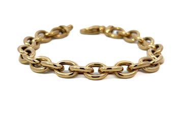 14K Gold Large Link Bracelet: Chunky Chain Bracelet