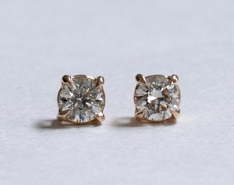 18K Diamond Stud Earrings, 1 Carat Total Weight Diamond Stud Earrings, Diamond Earrings