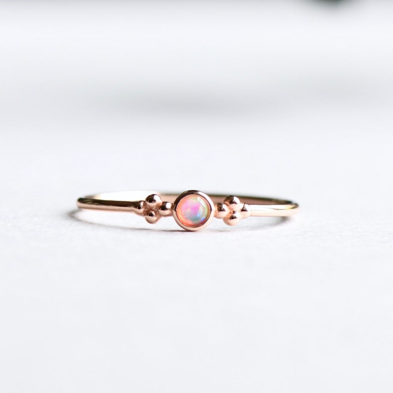 Rose Gold Vermeil Ring, Opal Ring, Minimalist Ring, Round Ring, Dainty Ring, 925 Sterling Silver Ring image 2
