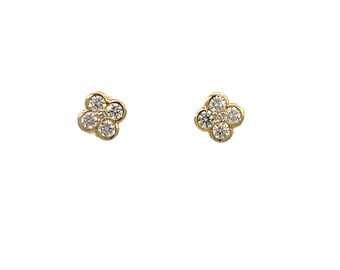 14K Yellow Gold Diamond Stud Earrings: 1/2cttw