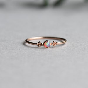 Rose Gold Vermeil Ring, Opal Ring, Minimalist Ring, Round Ring, Dainty Ring, 925 Sterling Silver Ring image 8