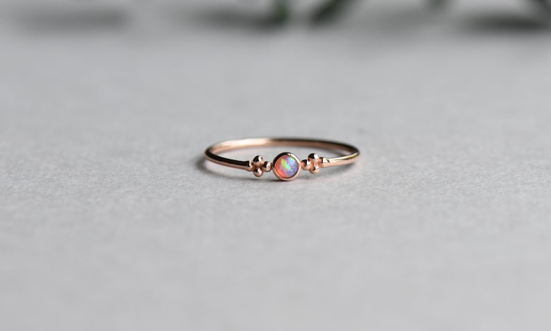 Rose Gold Vermeil Ring, Opal Ring, Minimalist Ring, Round Ring, Dainty Ring, 925 Sterling Silver Ring image 8