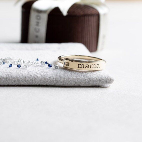 Mama Diamond Bar Ring Personalized Ring 