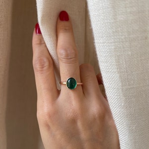 14k Oval Emerald Ring, 2.73 Carat Emerald Ring, Engagement Ring, Emerald Ring, Natural Emerald image 2