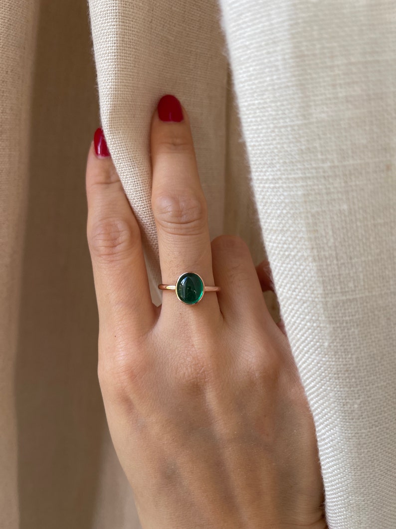 14k Oval Emerald Ring, 2.73 Carat Emerald Ring, Engagement Ring, Emerald Ring, Natural Emerald image 2