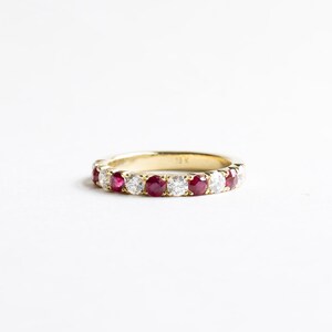 18k Diamond Ruby Anniversary Band, Anniversary Ring, Wedding Band