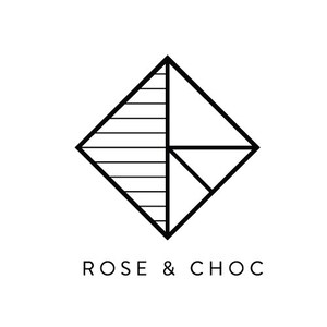 May include: Black and white geometric logo with the text "ROSE & CHOC" underneath.